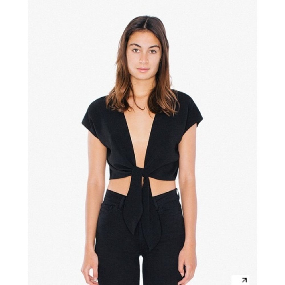 American Apparel Denim Tie-Front Top